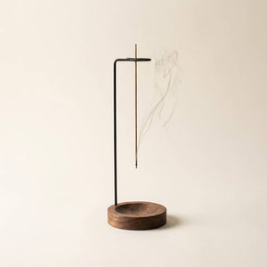 Upside Down Incense Burner | Walnut Holder | Brass Accent