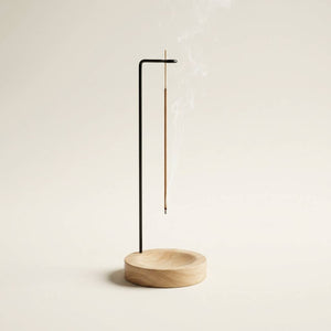 Upside Down Incense Burner | Walnut Holder | Brass Accent