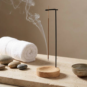 Upside Down Incense Burner | Walnut Holder | Brass Accent