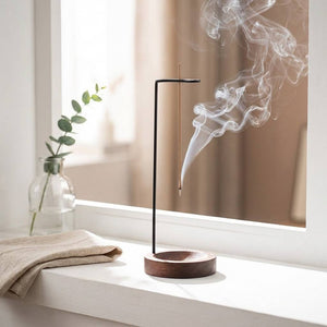 Upside Down Incense Burner | Walnut Holder | Brass Accent