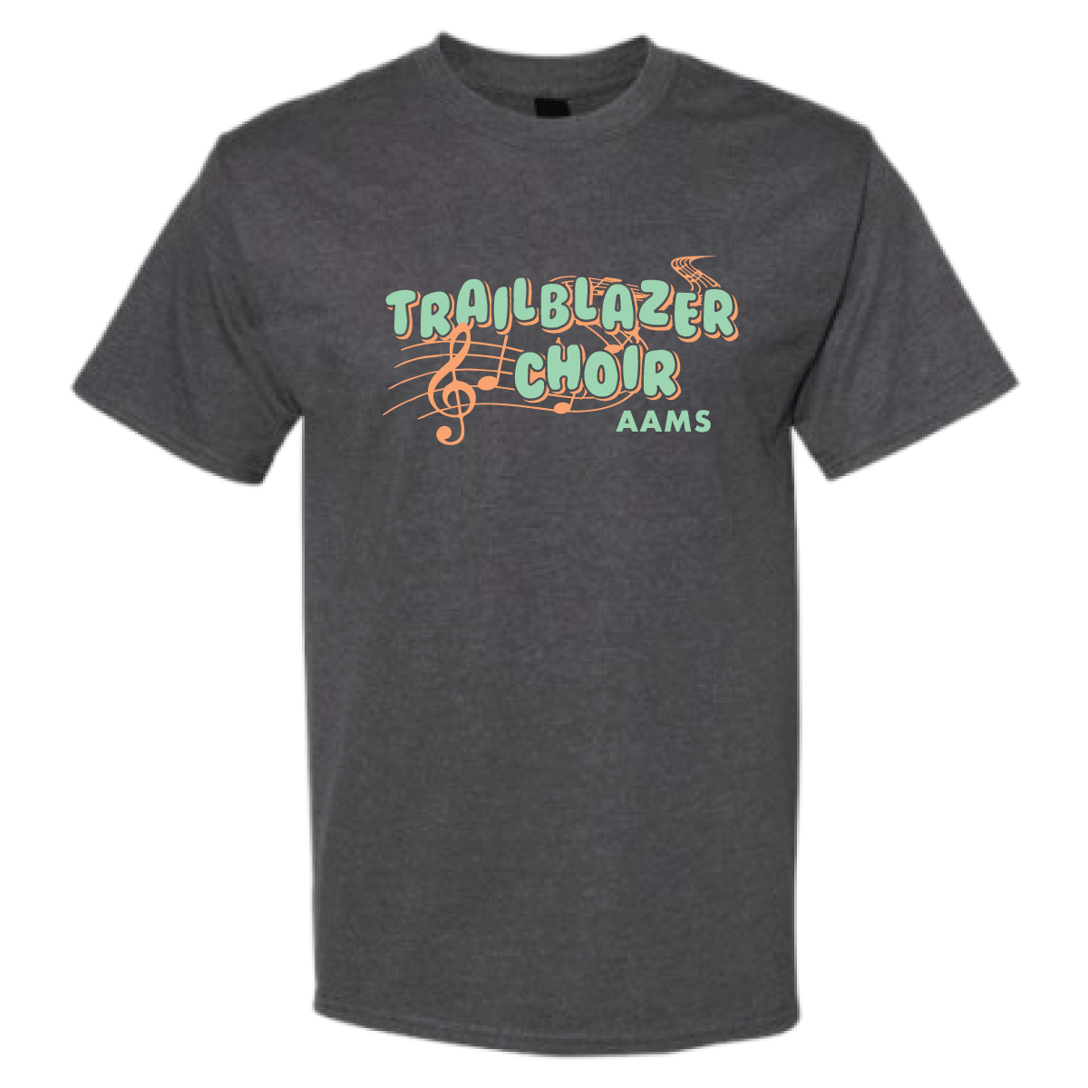 Trailblazer Choir front print on charcoal heather tee
